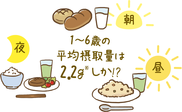 1~6歳の平均摂取量は2.2g※しか!?